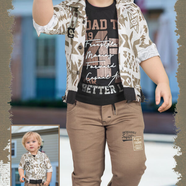 Minchu Boys Casual Co-Ord Set Size 1-8 years old  | Printed Shirt, T-Shirt & Pant Outfit for Kids