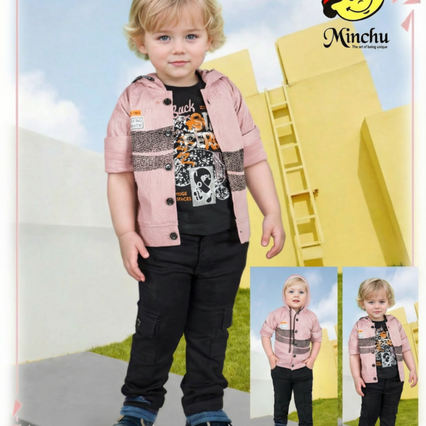 Minchu Boys Casual Co-Ord Set for 1-8 Year Old | Stylish Shirt Jacket & Cargo Pants Outfit