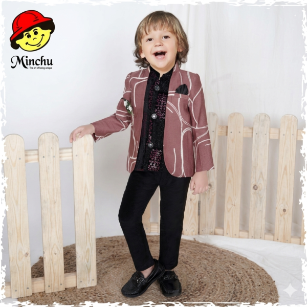 Minchu Boys Ethnic Blazer Set for 1-8 Year Old | Stylish Jacket, Kurta & Pant Party Wear Outfit